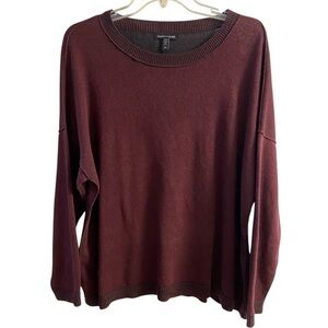 Eileen Fisher‎ sweater crewneck pullover maroon boxy Large